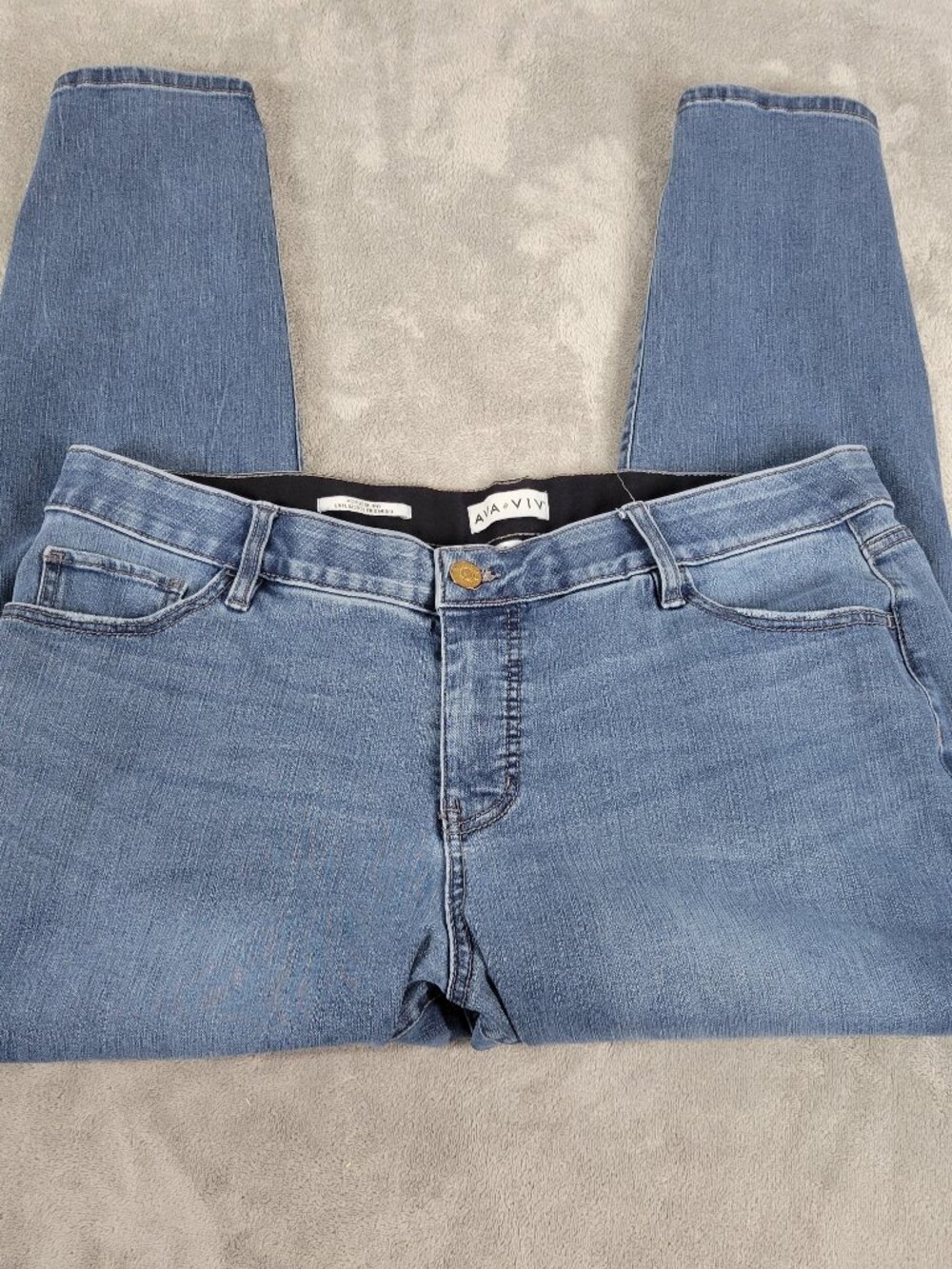 Ava & Viv Blue Cropped Skinny Jeans Women 18 Mid Rise Elastic Waist SKI21E